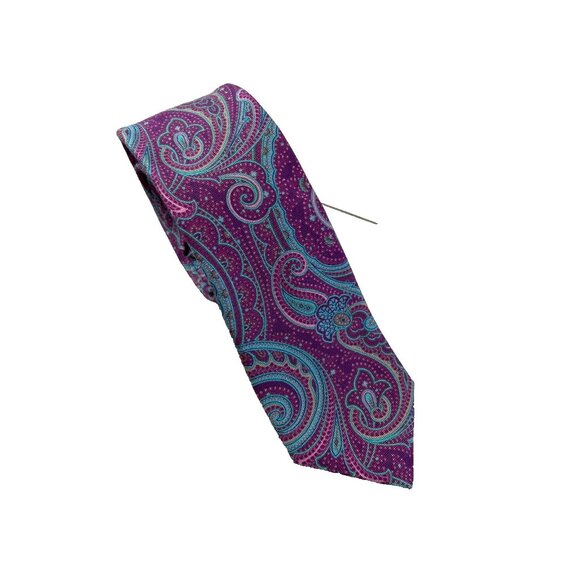 *** Ted Baker London Silk Tie Floral Purple - Picture 1 of 2